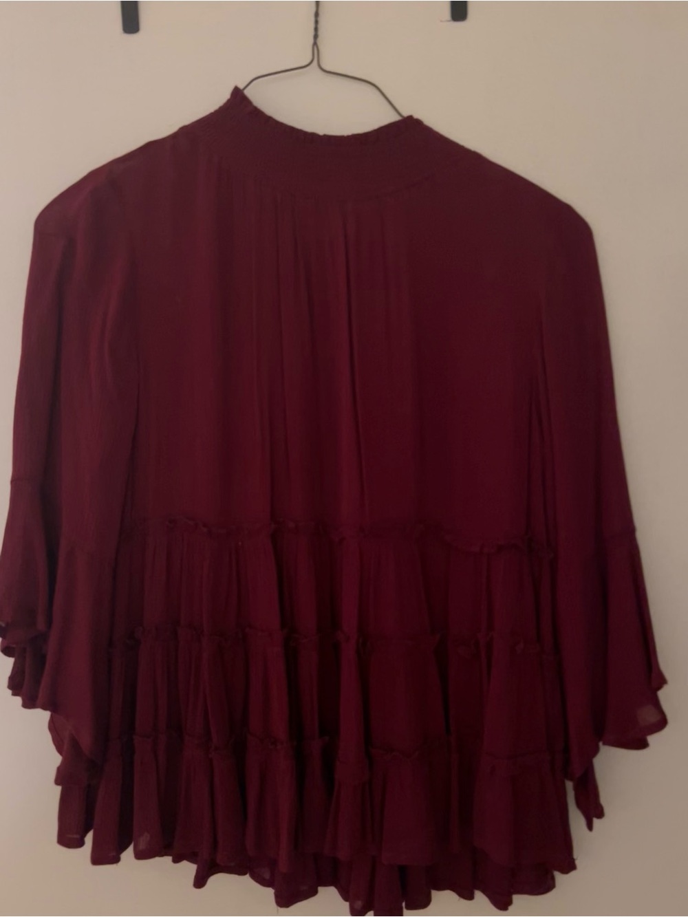 ANDREE BY UNIT Burgundy Tiered Ruffle Tunic Top